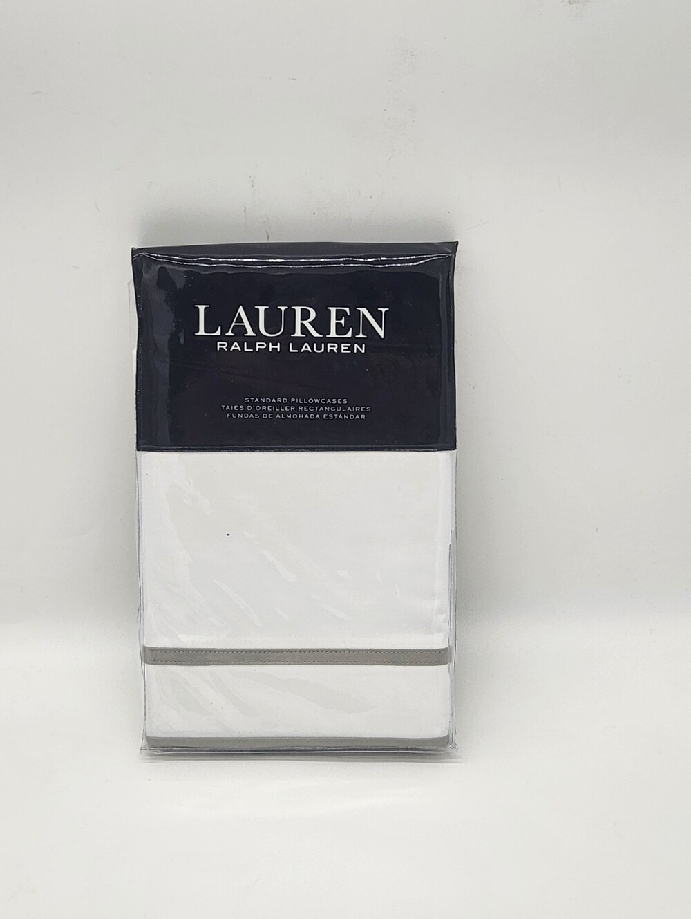 NWT Lauren Ralph Lauren Spencer Border Sateen Standard Pillowcases White $70